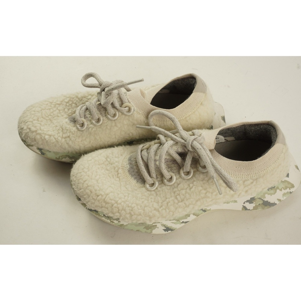 Allbirds Wool Dasher Fluffs Sherpa Fleece Lace Up Off-White Sneakers Womens 7